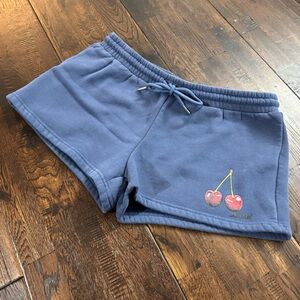 Edikted Blue Lounge Shorts with Cherry Embroidery Size L
